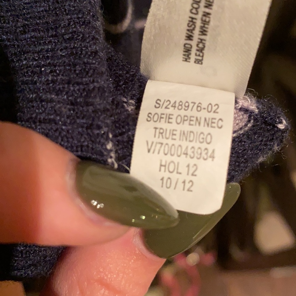 Gap striped sweater XS petite navy blue open neck - Picture 7 of 7